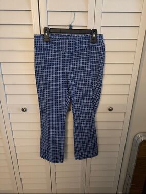 Blue Plaid Women's Cropped Pants